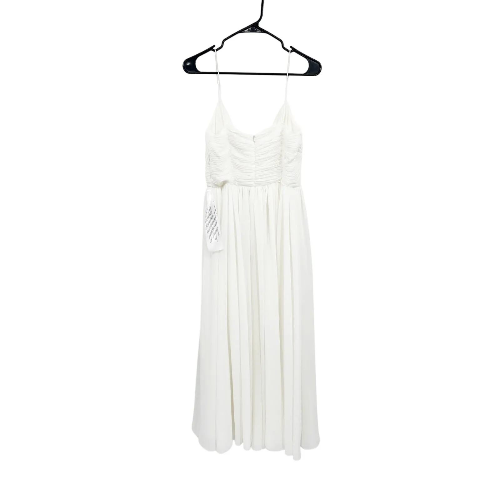 Ieena for Mac Duggal 2650 White Sleeveless V-Neck Chiffon Tea Length Dress S - Image 5