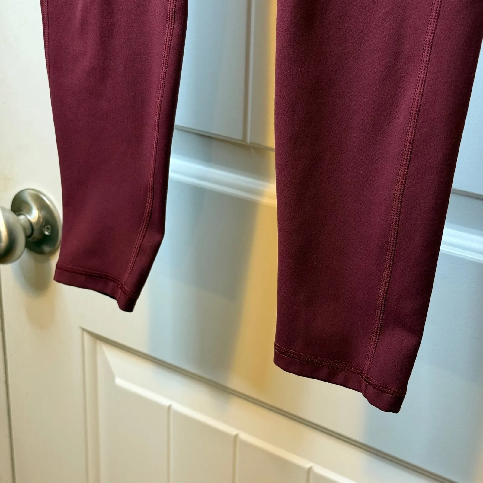 Fabletics Set/2 Burgundy Moto Ribbed High Waist Pocket Leggings Women's Size S # - Image 12