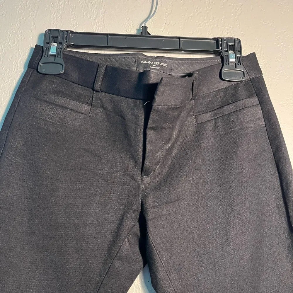 Banana Republic Black Ankle Pants Cropped Sloan Fit Trousers Capri Formal SZ 0P - Image 4