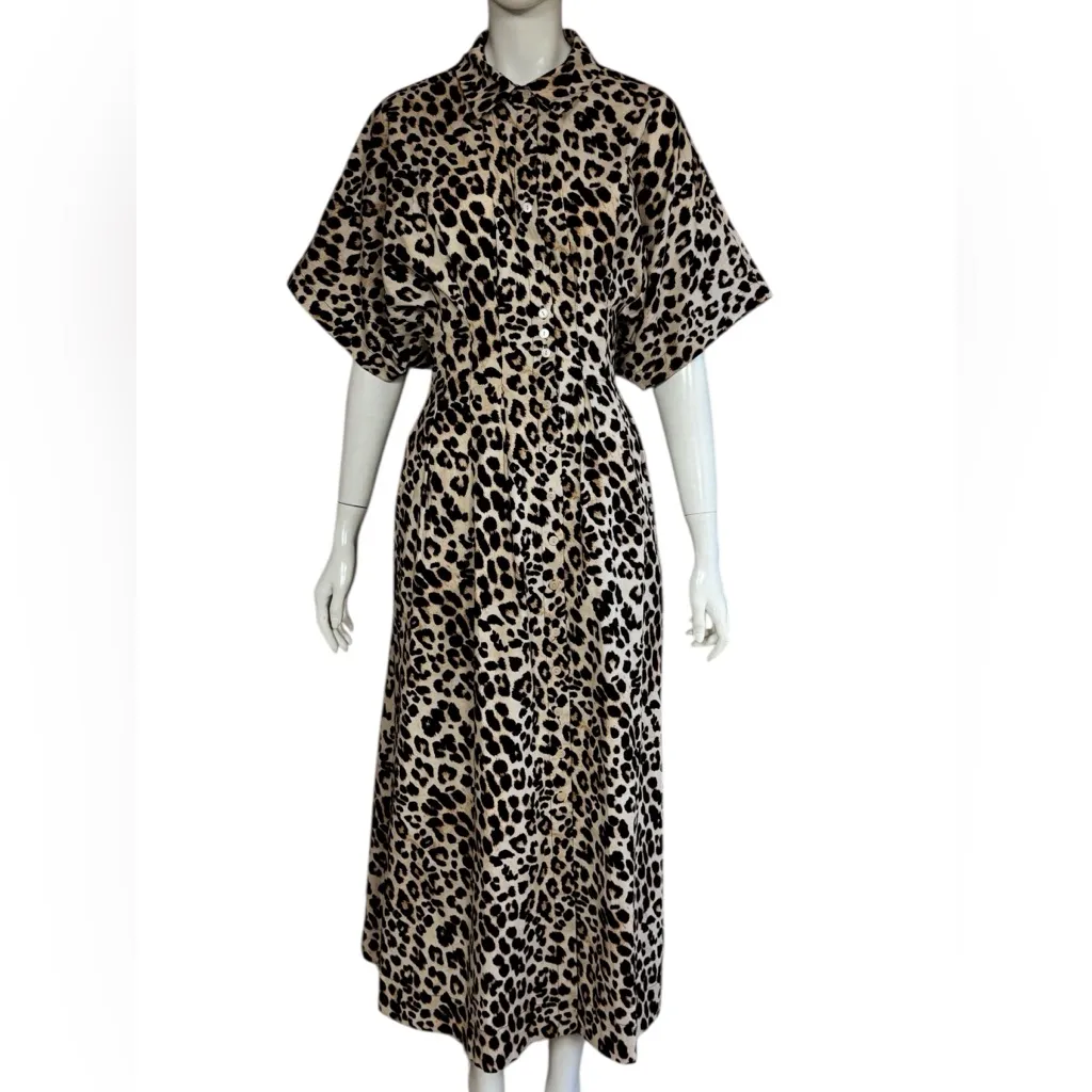 Exquise Anthropologie Cotton Blend
Relaxed Leopard Tobie Shirt Dress Size XLarge - Image 4