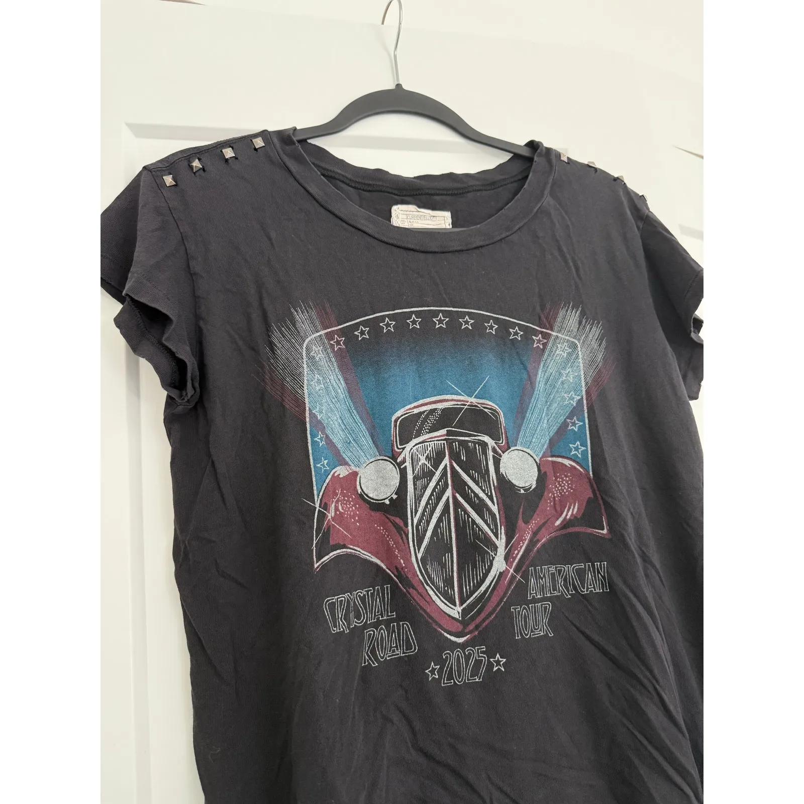 $198 Current Elliott Crystal Road Stud Tour Tee - Image 2