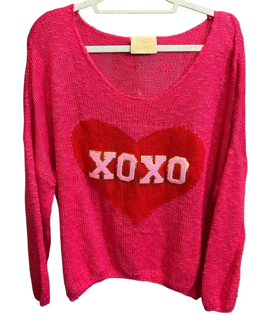 Judith March XOXO Valentine Sweater | Hot Pink & Red | M/L πβ€οΈπβ€οΈ - Image 1