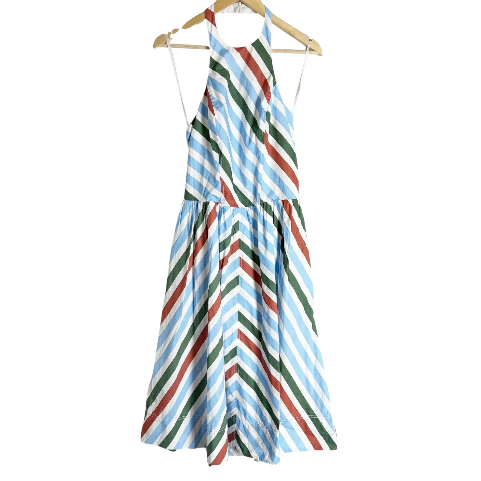 Maeve Anthropologie Multicolor Striped Sleeveless Halter A-Line Midi Dress M - Image 3