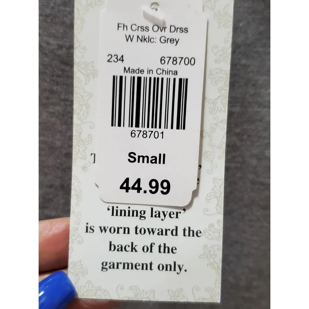 Krazy Kat Women's Gray Rayon Round Neck Long Sleeve Knee Length Dress Size Small - Image 9