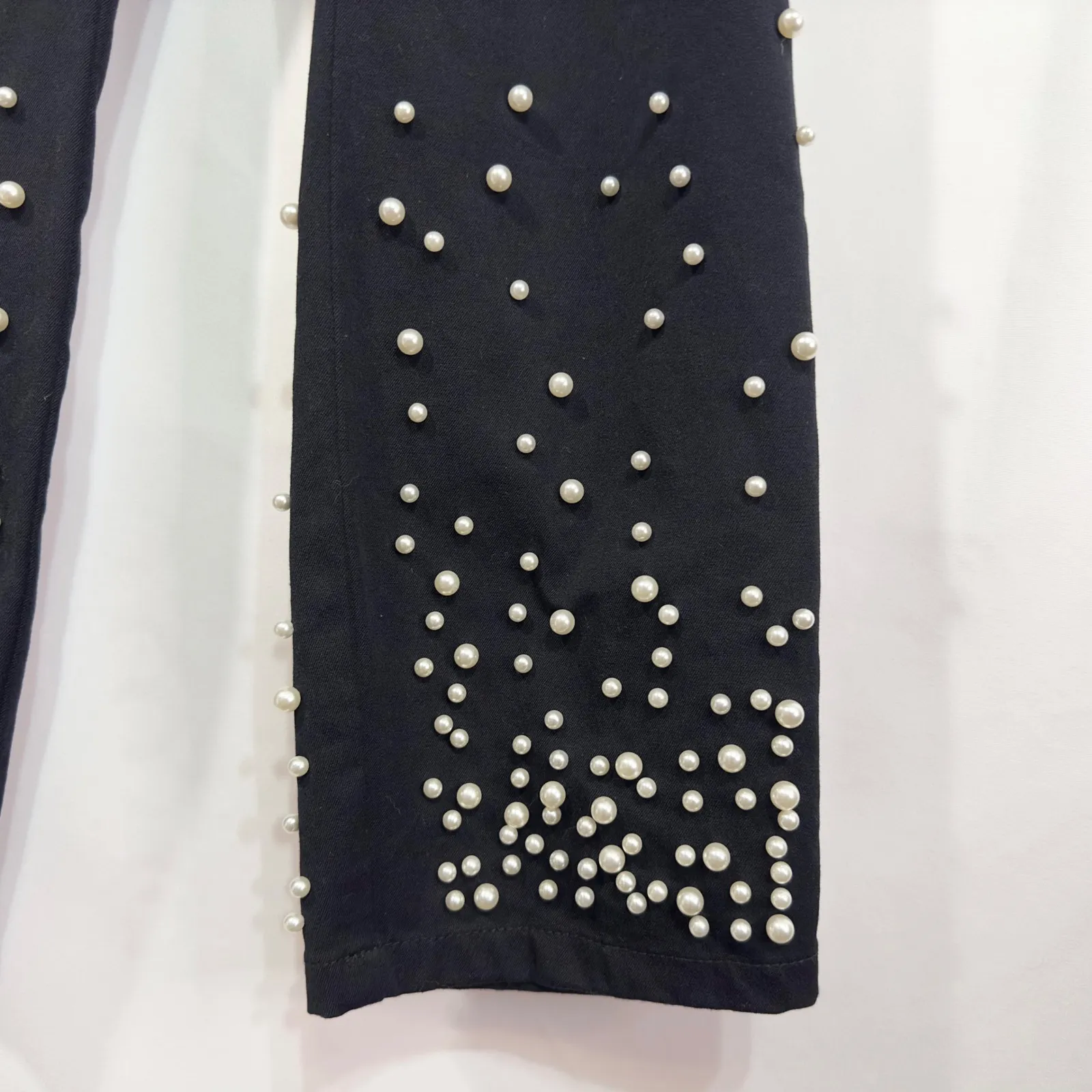 Isaac Mizrahi LIVE! Size 14P Pants‎ Black Pearl Beaded Dress Pants Trousers 1026 - Image 6