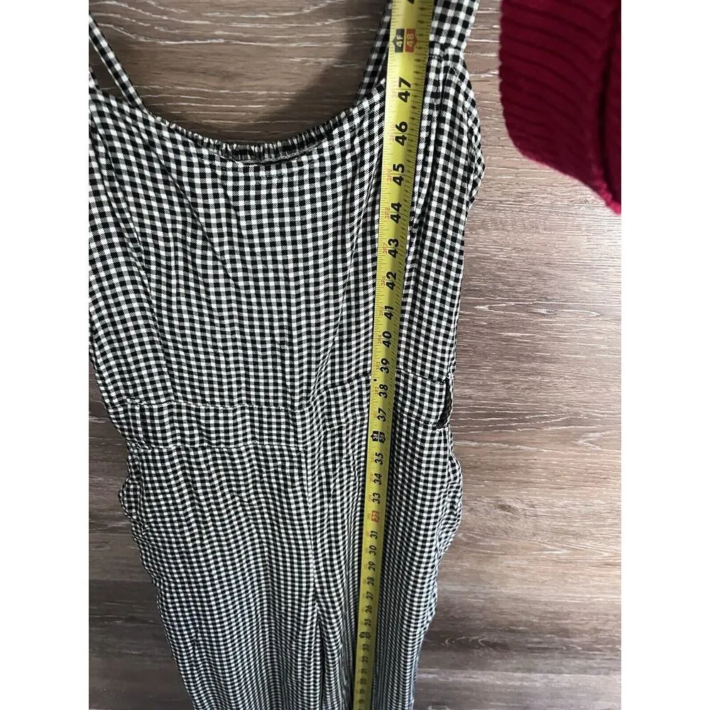 Hollister  Black White Gingham Cropped Jumpsuit Sz Medium Black White - Image 8