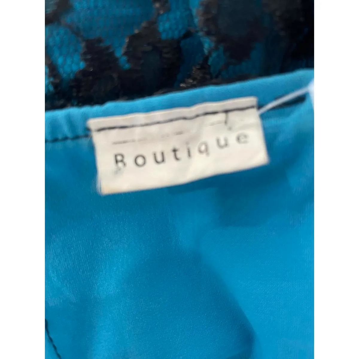 Y2k Bright Blue and Black Lace Ruffle v Neck Midi Dress - Image 8