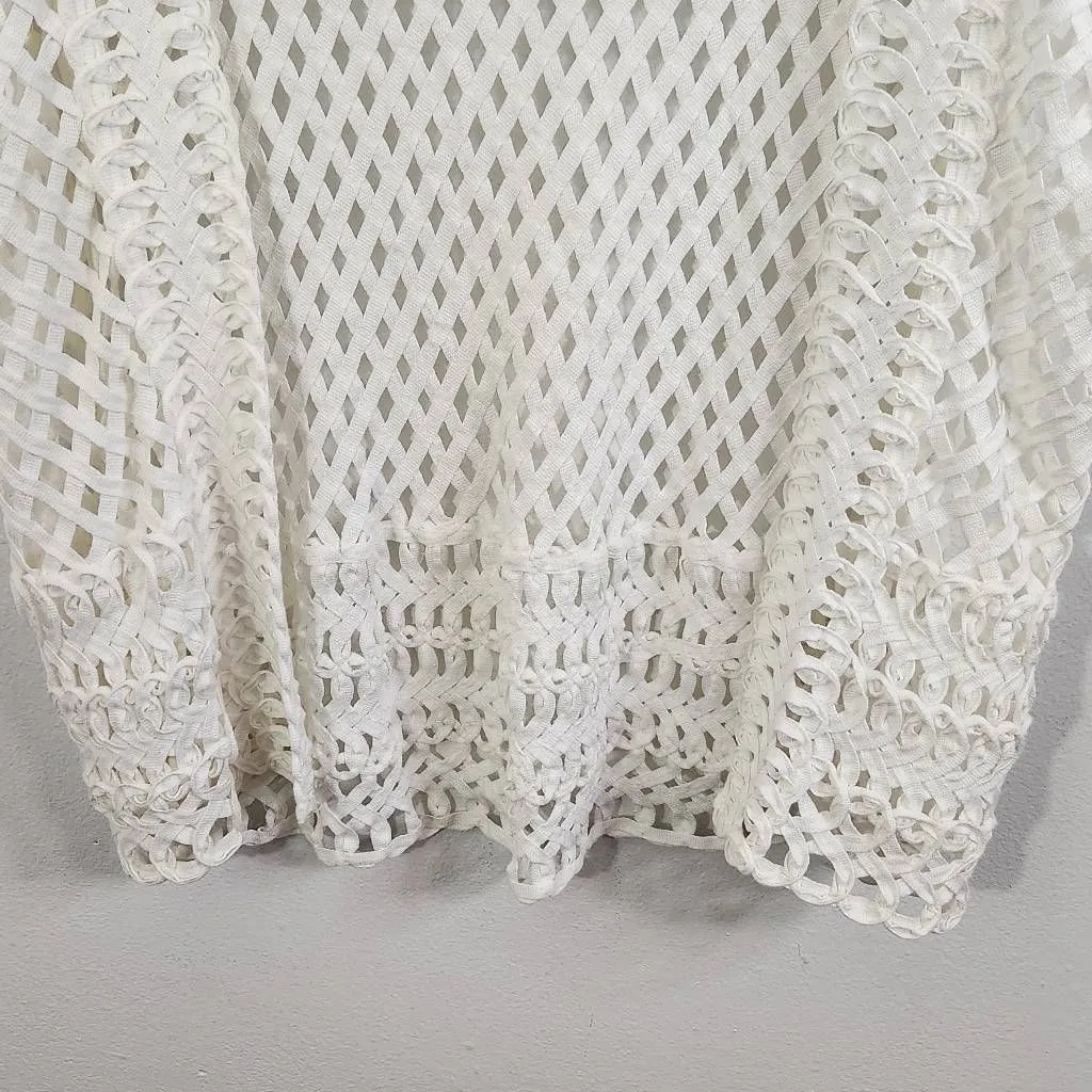 Adiva White Woven Vest NWT Size XL White Open Weave Swim Cover - Image 3