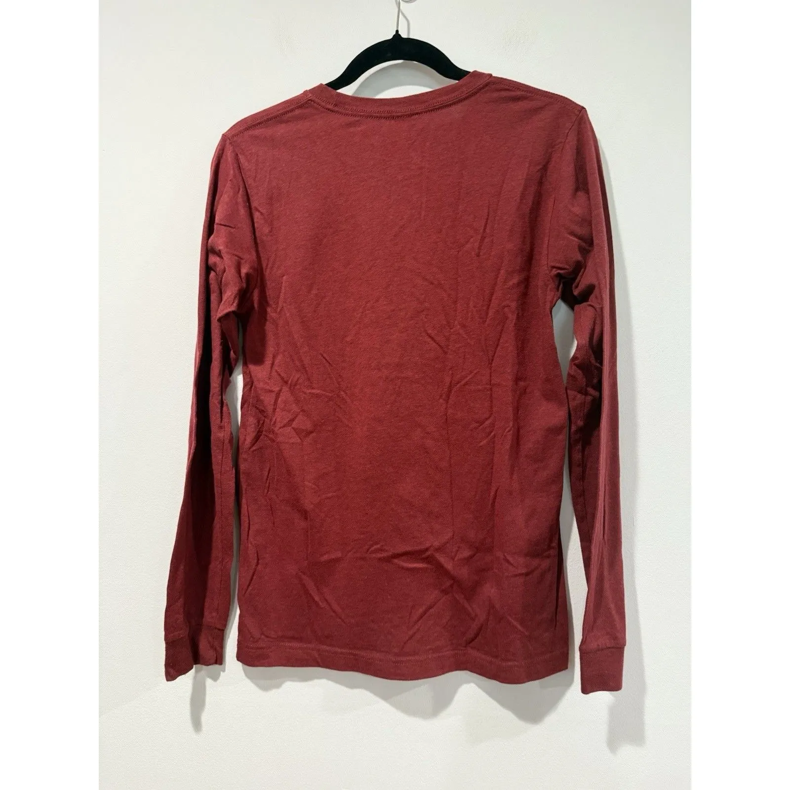 "Fall In Love Reading" Top Womens Small Burgundy Graphic Librarian Books Leaves Red - Image 2