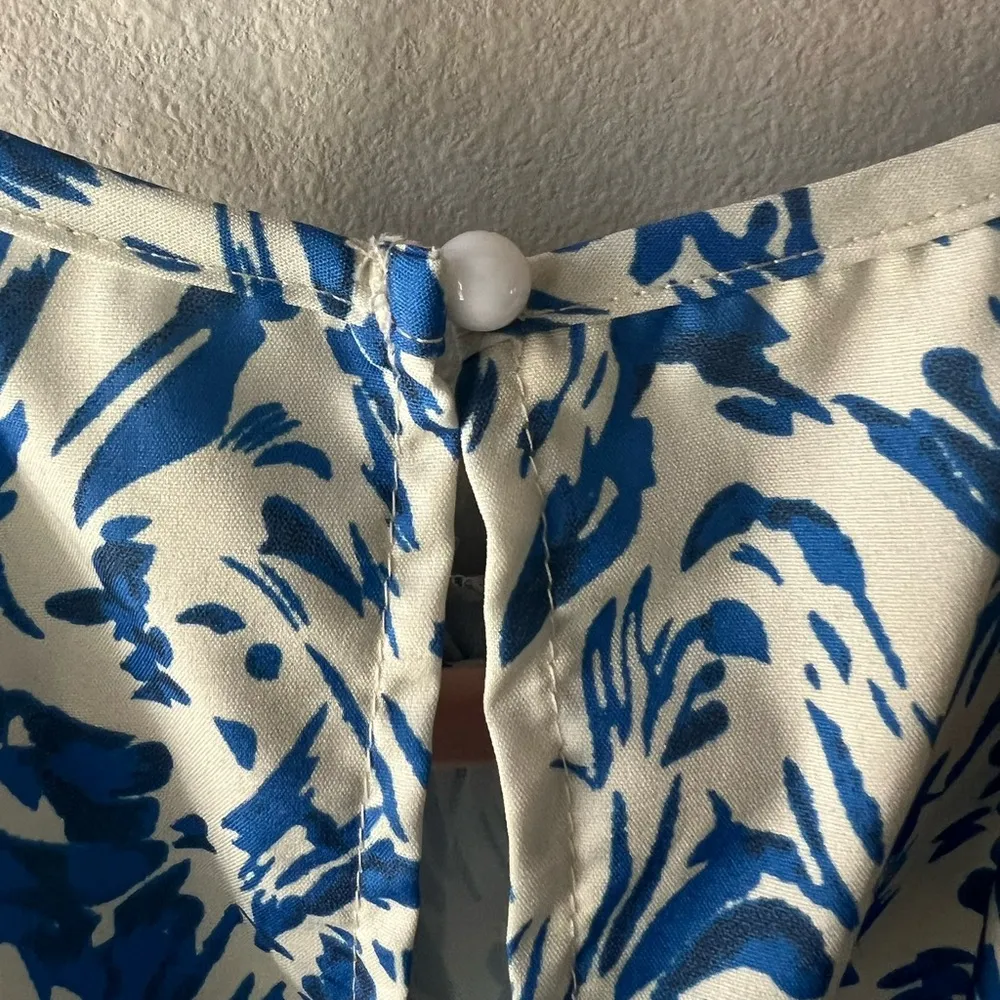 Blue Allover Print Halter Neck Romper Size Small/4 - Image 14