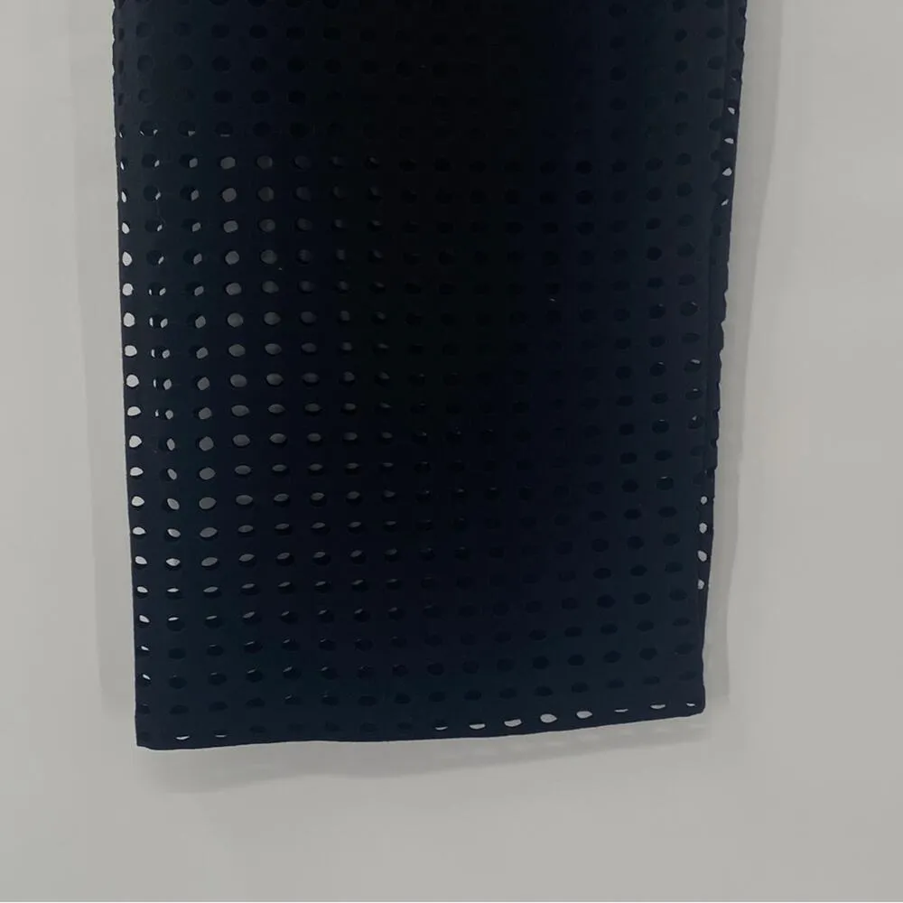 T Alexander Wang Perforated Fishnet Look Jersey Midi Skirt Black Small 4/6 Edgy - Image 9