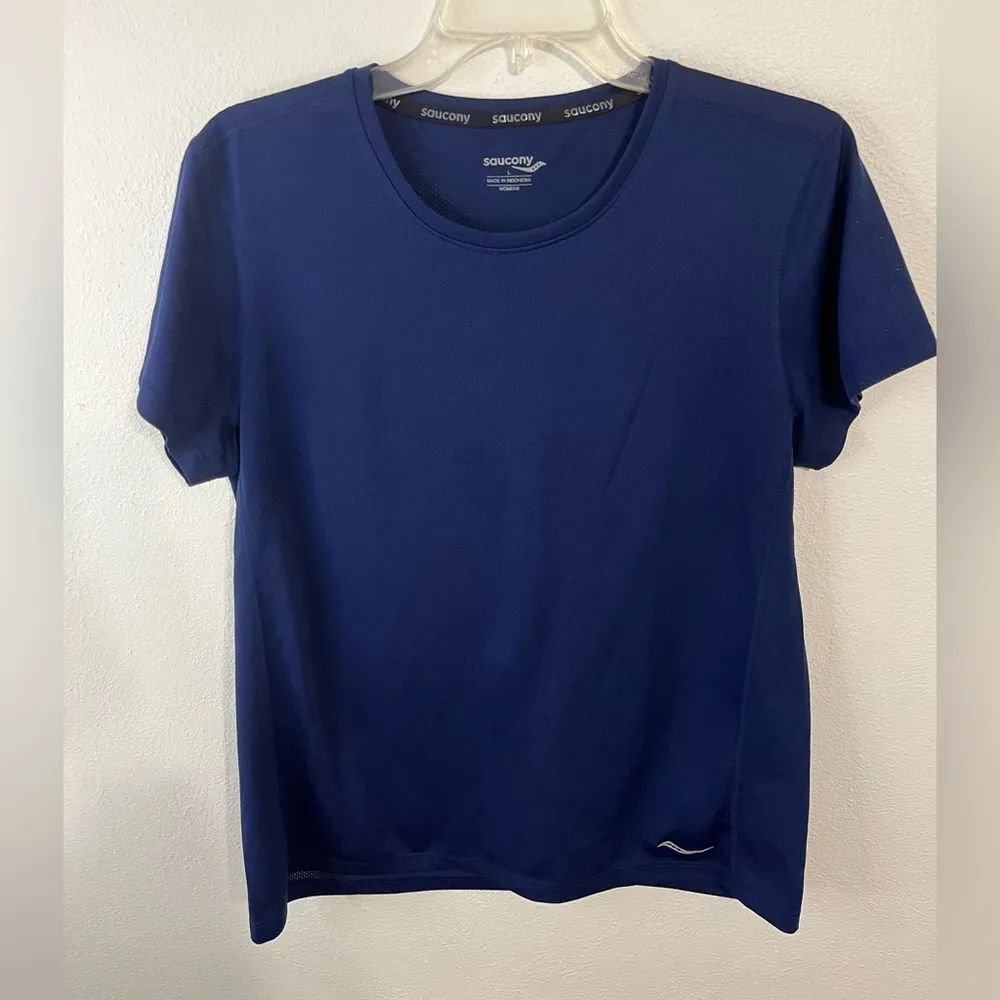SAUCONY Women's Re-Imagined Stopwatch Short Sleeve in Navy Size Large - Image 4