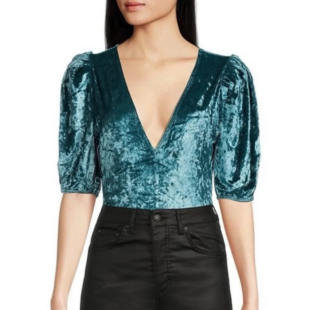 Intimately Free People Don’t You Wish Velvet Bodysuit Deep Teal Size Large New - Image 10