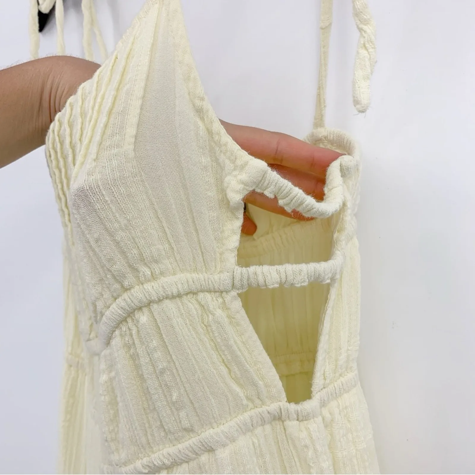 URBAN OUTFITTERS Courtney Gauze Jumpsuit Light Yellow (S) / M - Image 4