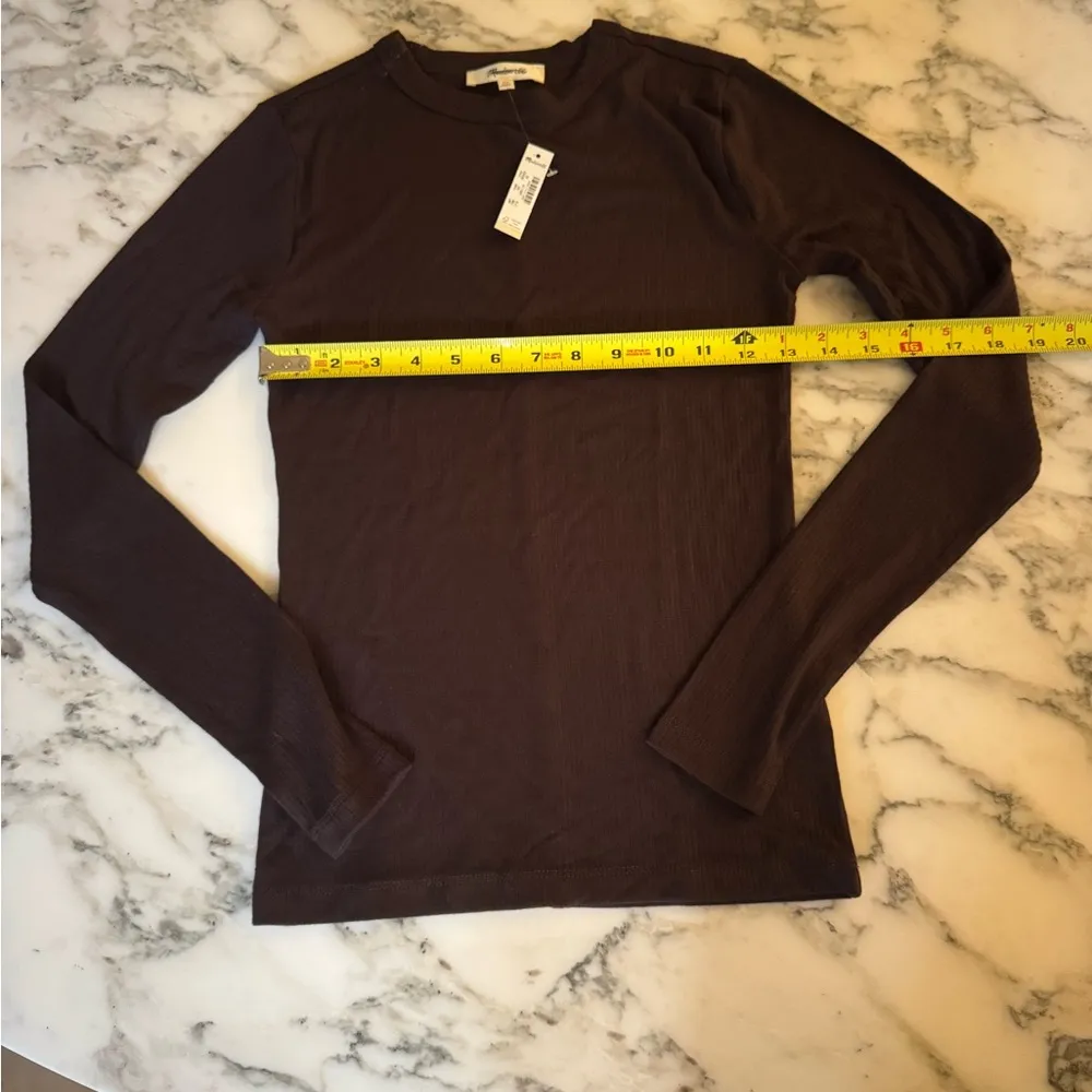 NWT Madewell‎ Drapey Rib Long-Sleeve Tee Brown XS Tape Residue Needs Wash - Image 5