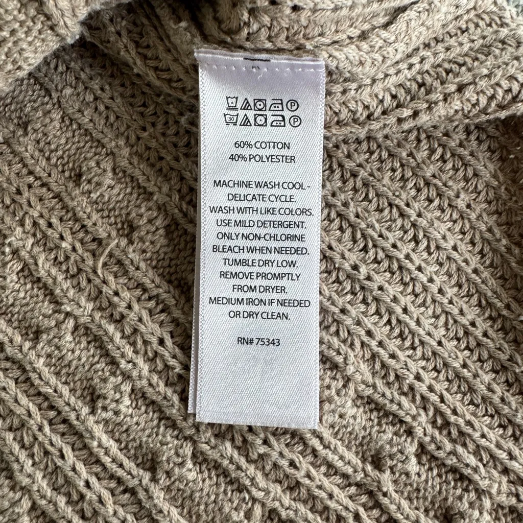 JOIE Taupe Tan Cableknit Sleeveless Crewneck Sweater Vest Size Large - Image 5