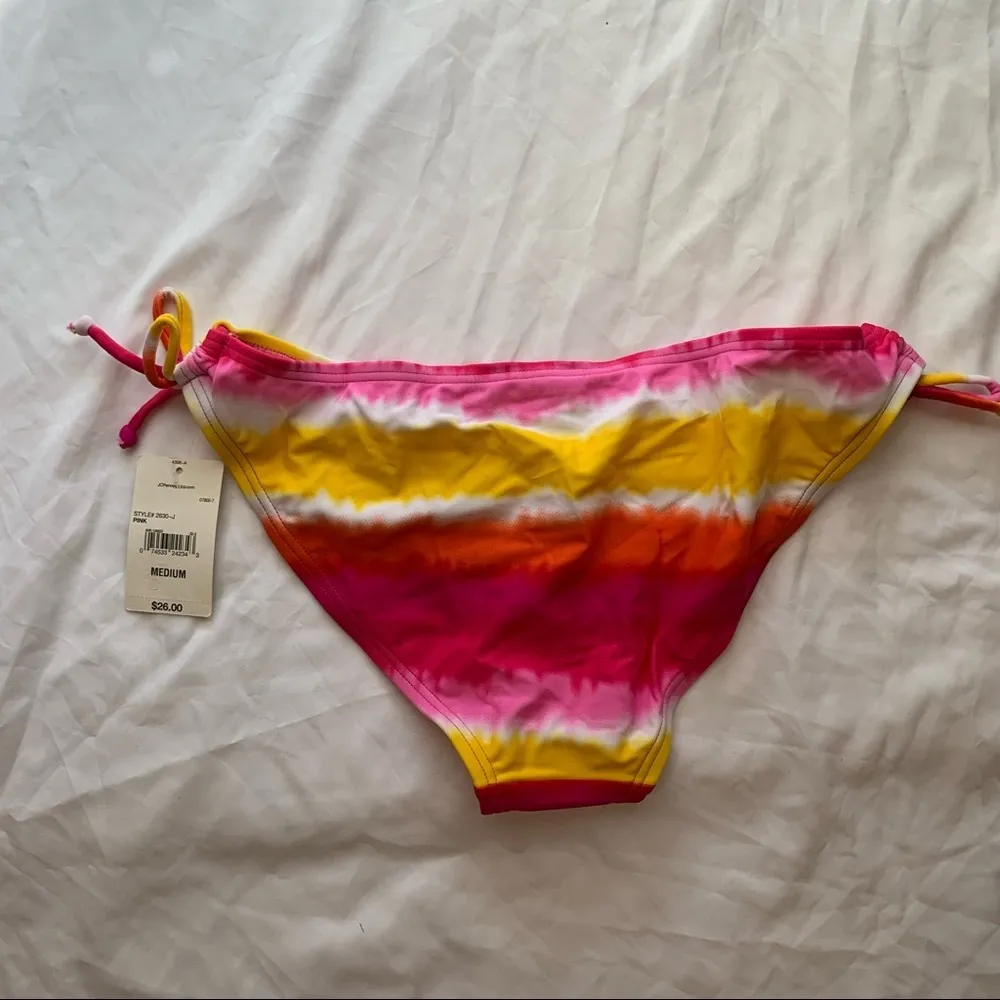 NWT Arizona Jean Company Tie-dye Striped Side-tie Bikini Bottom - Image 2