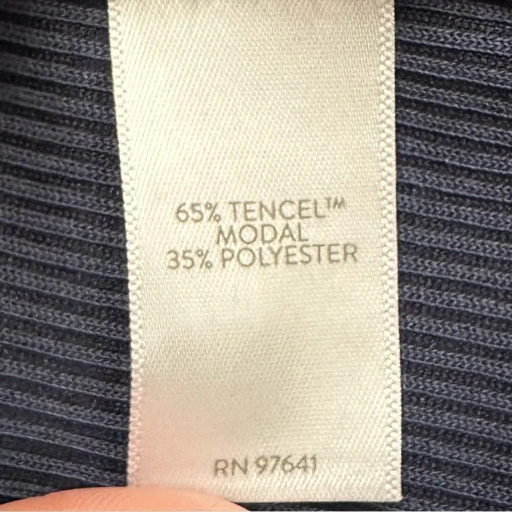 J. Jill Purejill Tencel Blend Navy Blue Cowl Neck Textured Tunic Top - Image 9