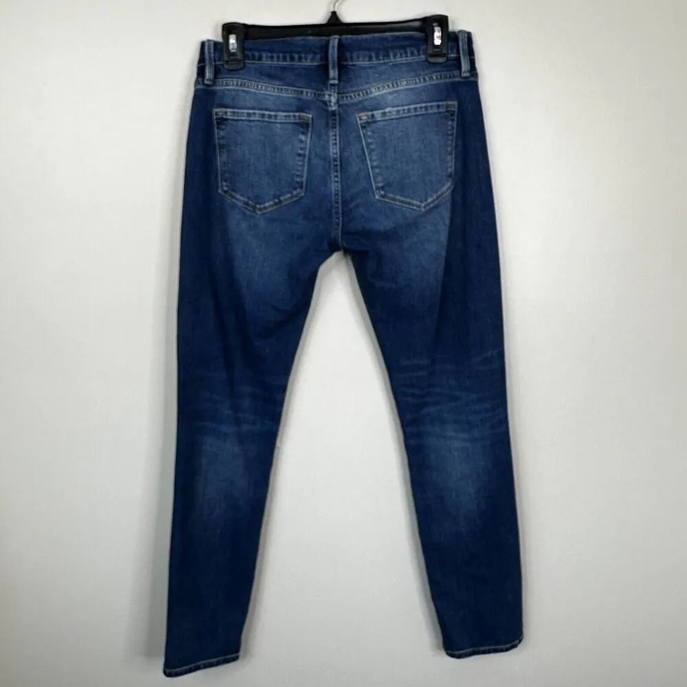 FRAME Jeans Womens 25 Le Garcon Distressed in Eaton Blue Wash Relaxed Fit - Image 6