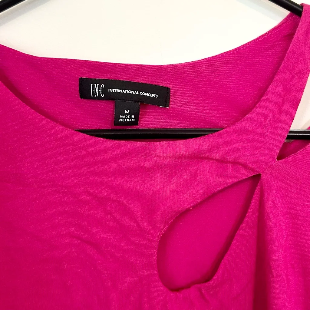 INC International Concepts Fuchsia Top with Asymmetric Cutout Neckline - Image 2