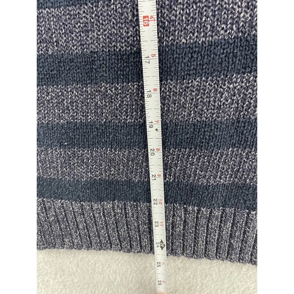 Ann Taylor Women's Sweater Shirt Striped Blue Gray Size Small Short Sleeve Linen - Image 5