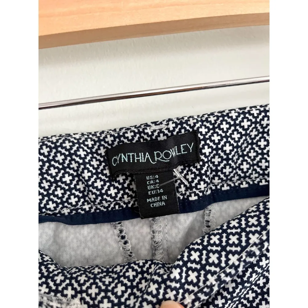 Cynthia Rowley | Blue Geometric Ankle Dress Pants | Sz 4 - Image 3