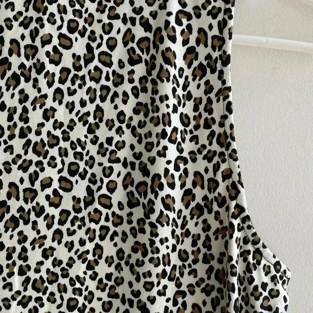 Gaze Cheetah Print Mock Neck Tank Top, Animal Print Shirt, Size Large Brown - Image 11