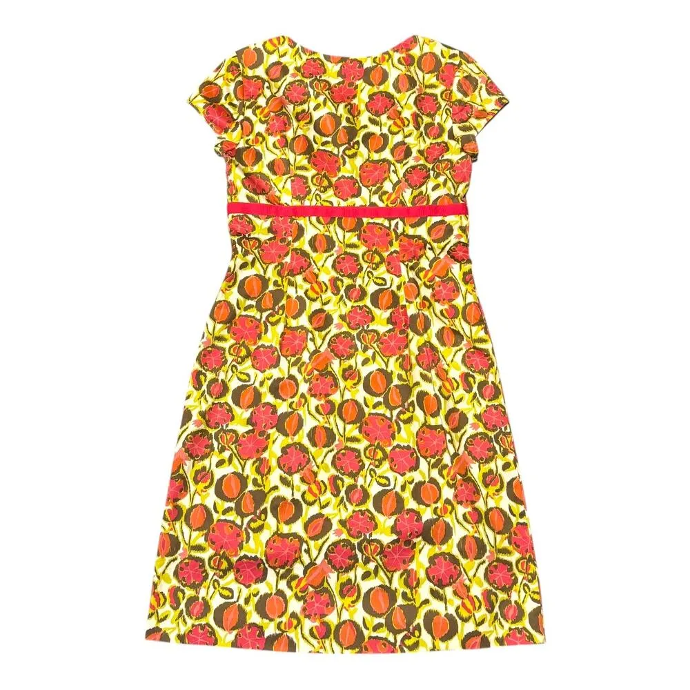 Boden Floral Multi Color Green Brown Pink Orange Dress 6 - Image 3