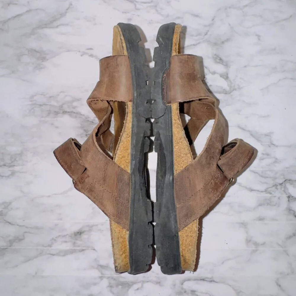 Naot Women's Brown Leather Strappy Toe Loop Slip On Slide Sandals size EUR 35 - Image 8