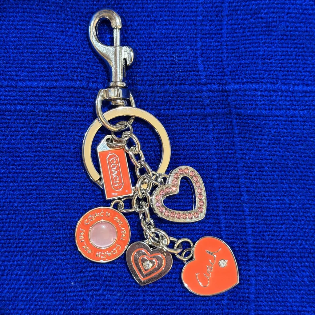 Orange and Gold Heart Charm Keychain - Image 3