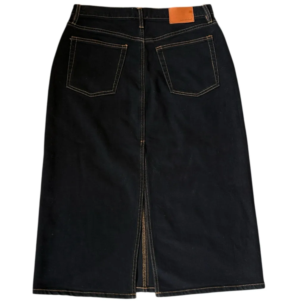 Like New Unpublished Harley High Rise Denim Midi Skirt Black Night Drive Size 12 - Image 10