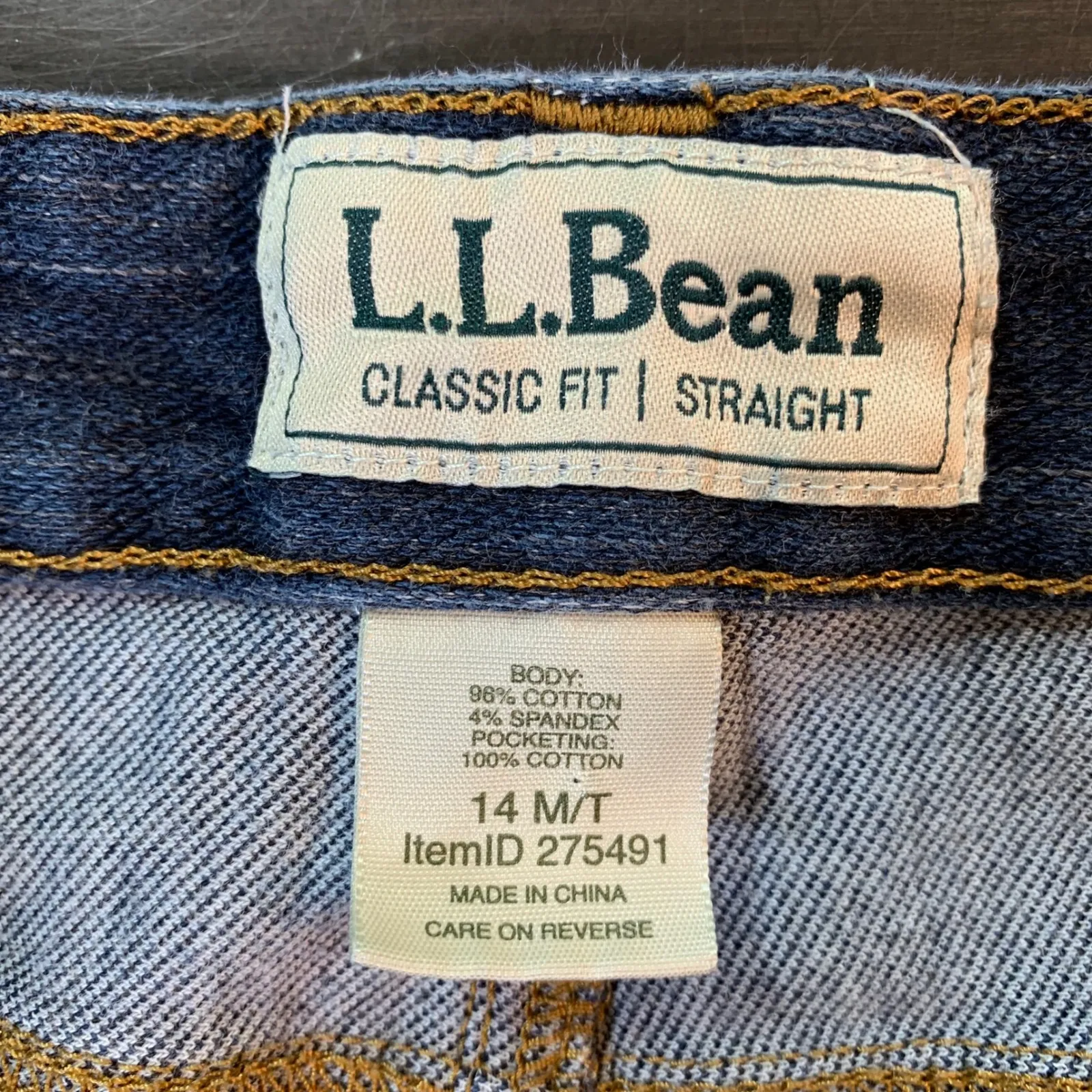 LL Bean Classic Fit Straight Leg Jeans Womens 14 Tall Basic Stretch Everyday Blue Size undefined - Image 3