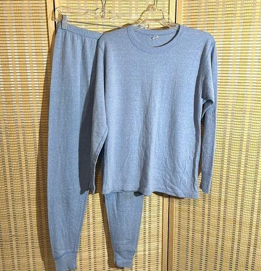 Vintage Two Piece Light Blue Pajama Set JE Morgan Top La Dees Bottoms XL Size L - Image 1