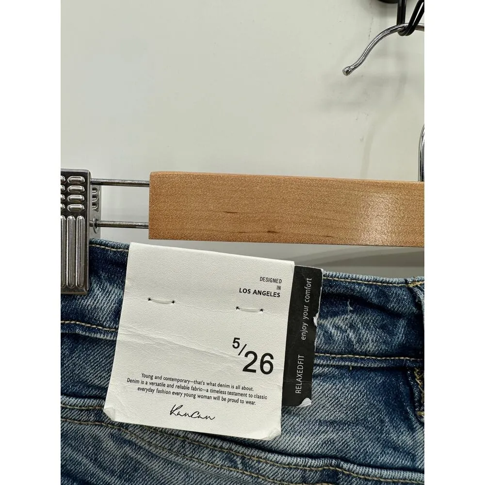 KanCan Washed Out Relaxed Fit High Rise Mom Fit Denim Jeans Womens Size 26 NWT Blue - Image 7