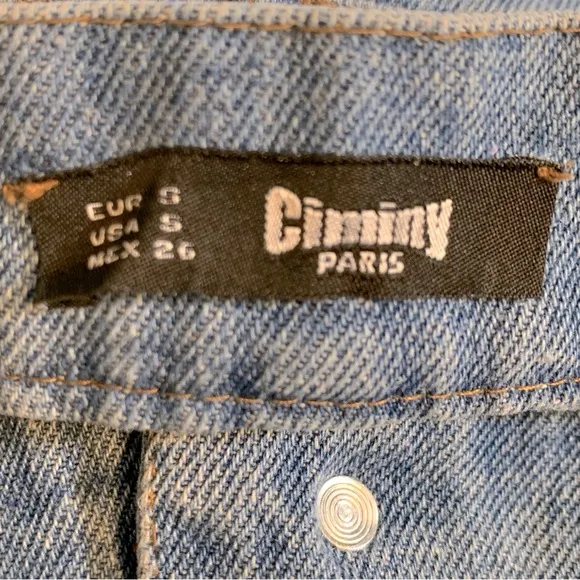 Ciminy Paris Button Down Raw Hem Denim Skirt‎ Size Small Blue - Image 5