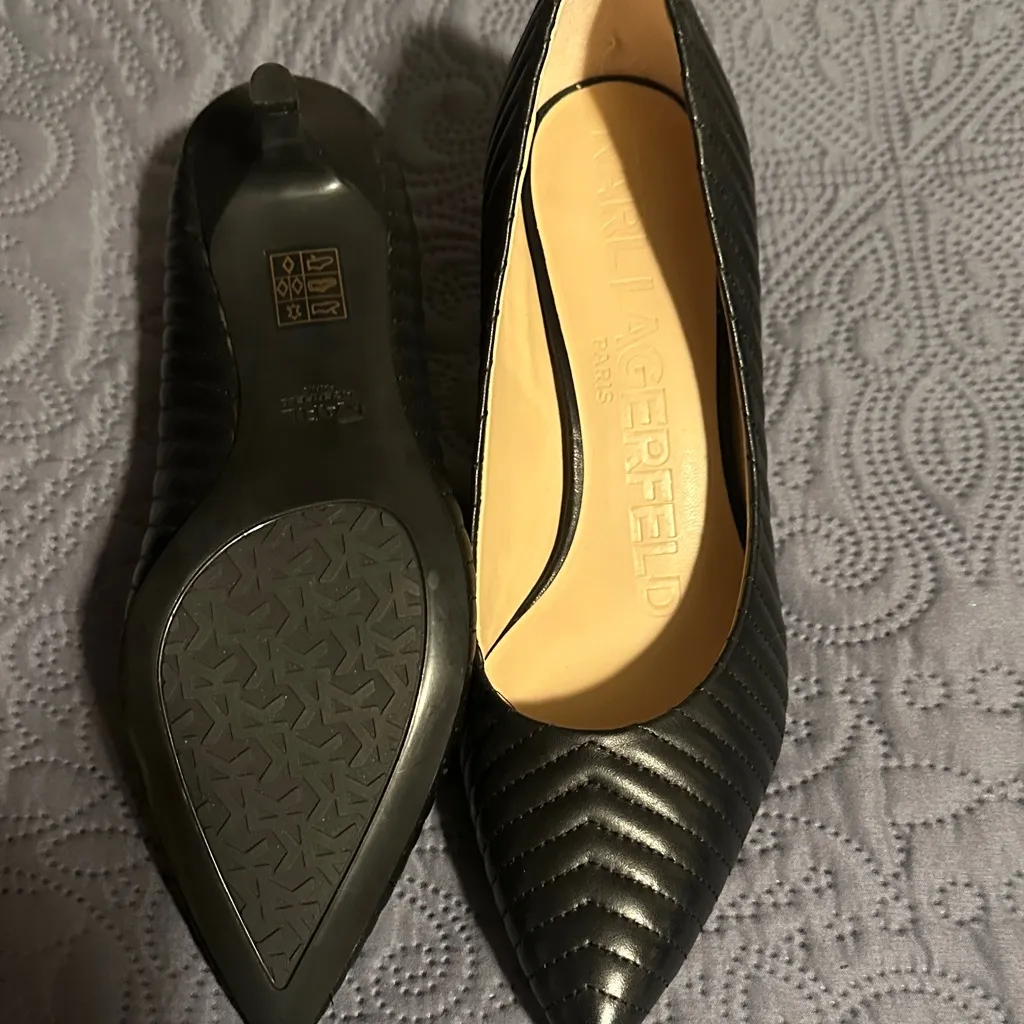 Karl Lagerfeld Black Textured Heels - Image 3