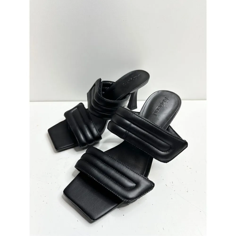 Abound Sandals Size 6 Black Qarly Open Square Toe Slip On Heels‎ - Image 2