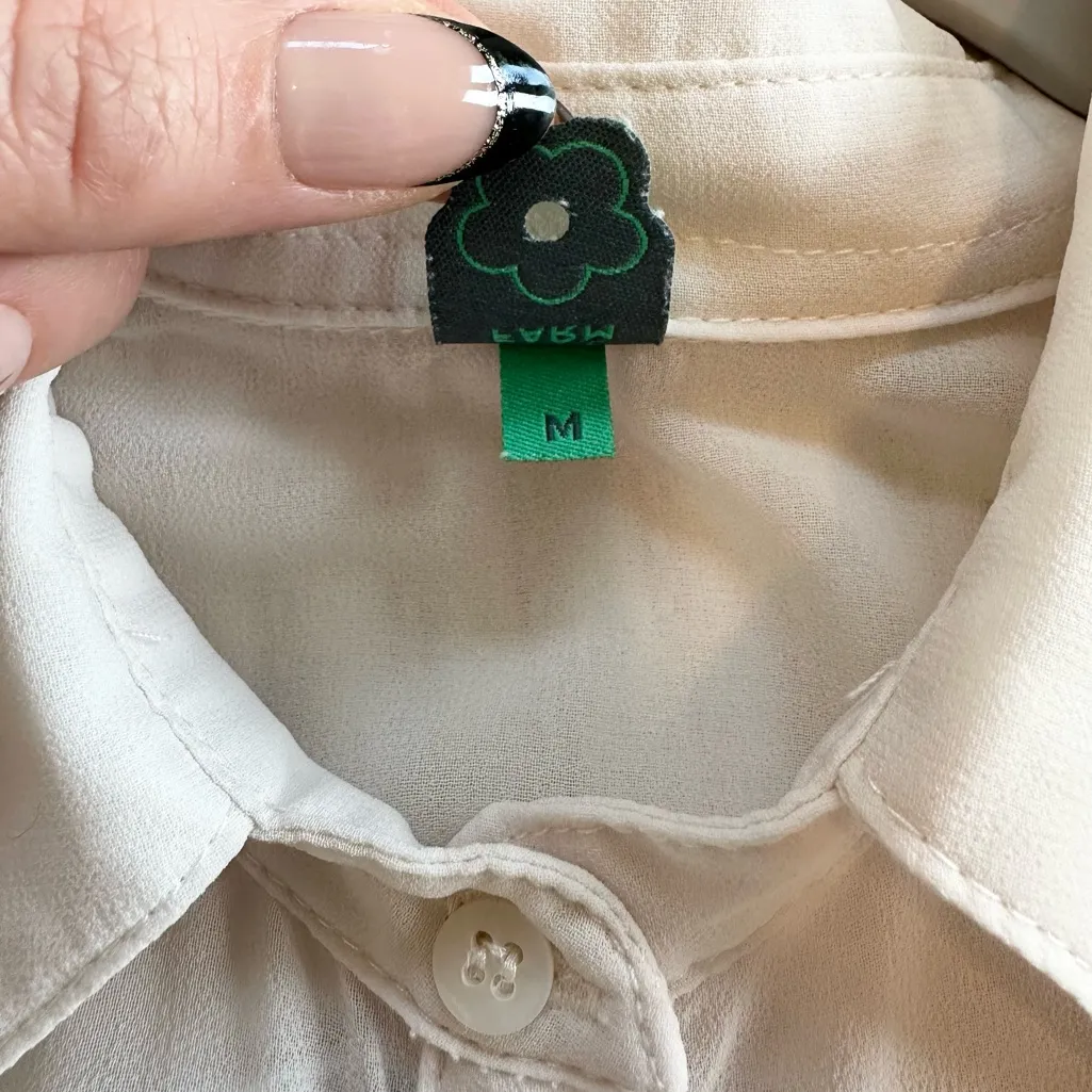 FARM Rio Sheer Cream Button Down Blouse - Image 7