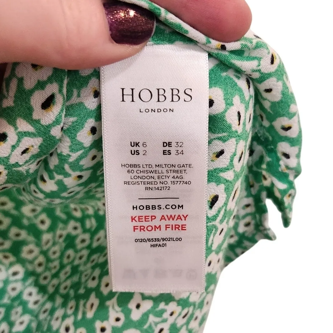 Hobbs Green Floral Sleeveless Pleated Button Front Blouse Casual Top Size 2 - Image 9