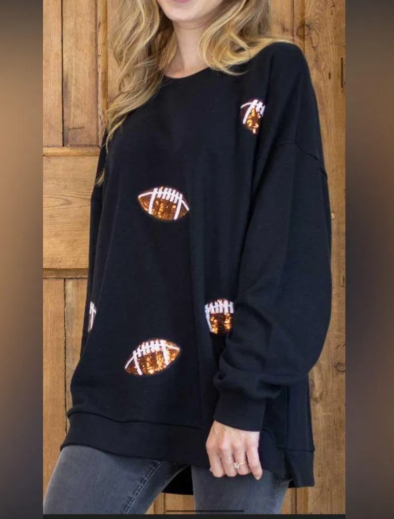 The Royal Standard Football Queen Sequin Sweatshirt size XS NWT Black - Image 1