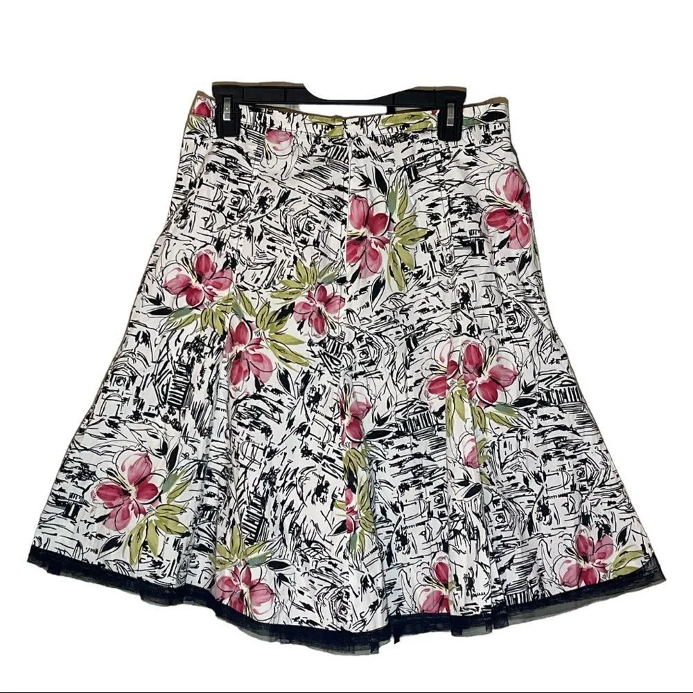 Simply Irresistible Circle Skater Skirt Floral Graffiti Pattern 30 Inch Waist Size 8 - Image 2