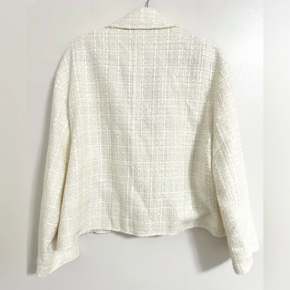 NWT ZARA Ivory Blazer Textured Jacket Cropped Coat Large - Image 4