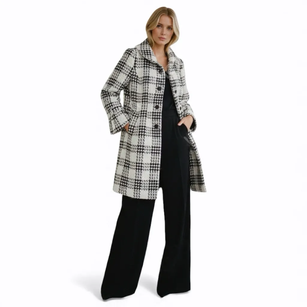 Centigrade Houndstooth Wool Blend Peacoat Black White Women’s L Size L - Image 3