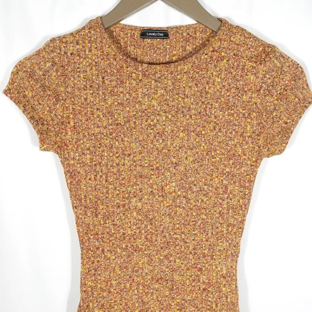 Lovely Day Tight Bodycon Form Fitted Stretchy Crew Neck Short Sleeve Dress - Image 2