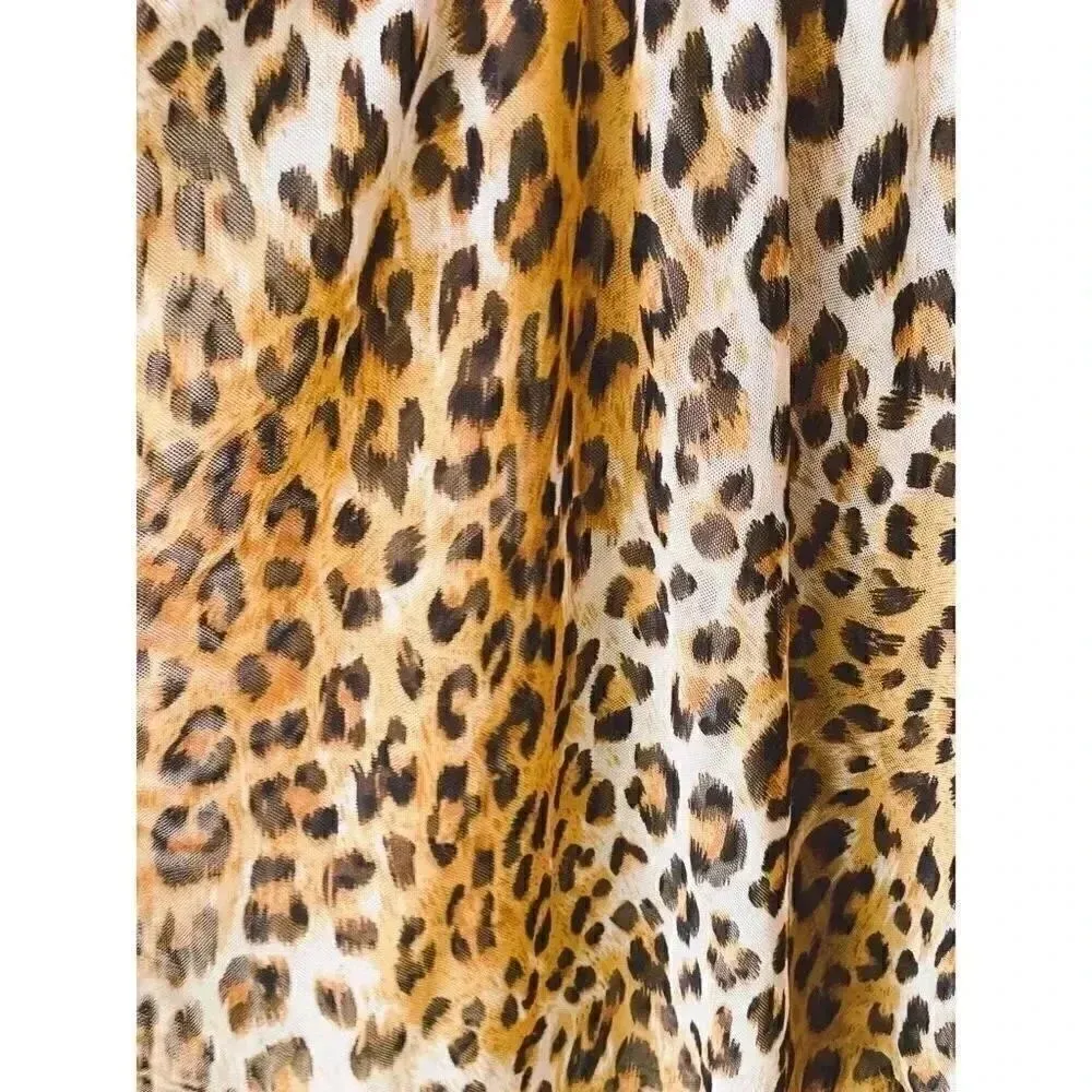 NWOT Jordan Taylor Cheetah Womens Sheer  V-Neck Elastic Waist Cover-Up - Image 7