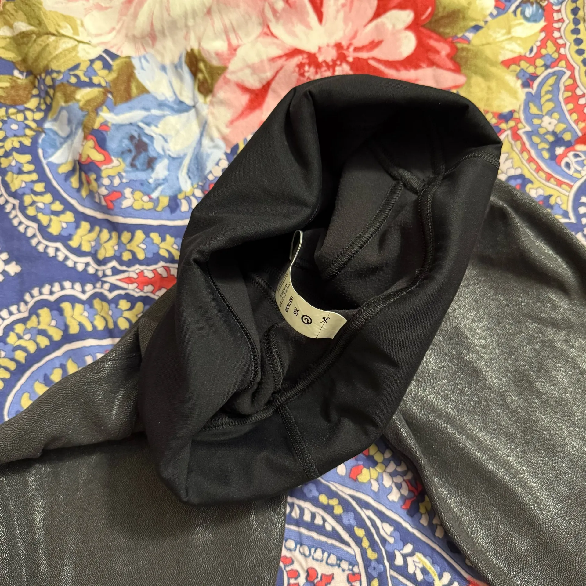 Foiled Leather PU Leather Faux Leather High Waist Leggings Yoga Pants Gym Pants Black Size XS - Image 16