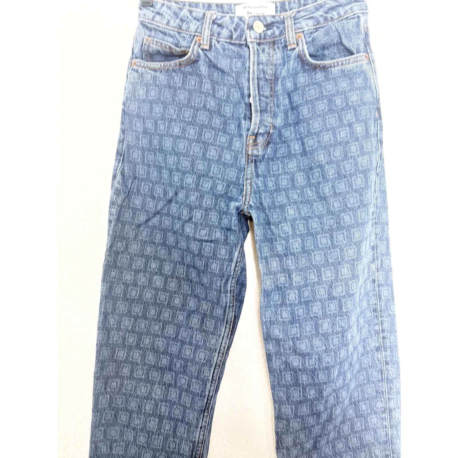 Reformation Cynthia Geometric Straight-Leg Jeans Size 26 High Rise Graphic - Image 10