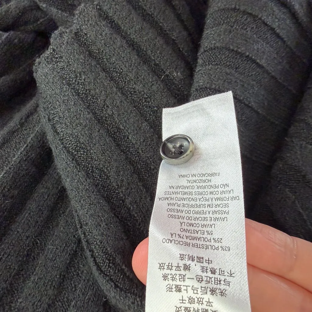 French Connection Ribbed Black Long Sleeve Dress - Image 7