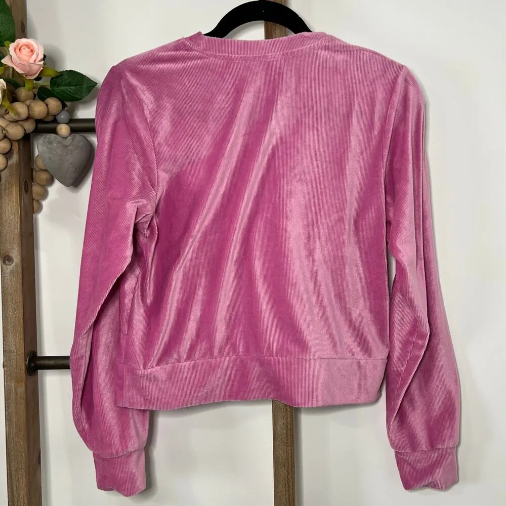 Juicy Couture Sleep Pink Jeweled Velour Sweatshirt Size Medium - Image 4