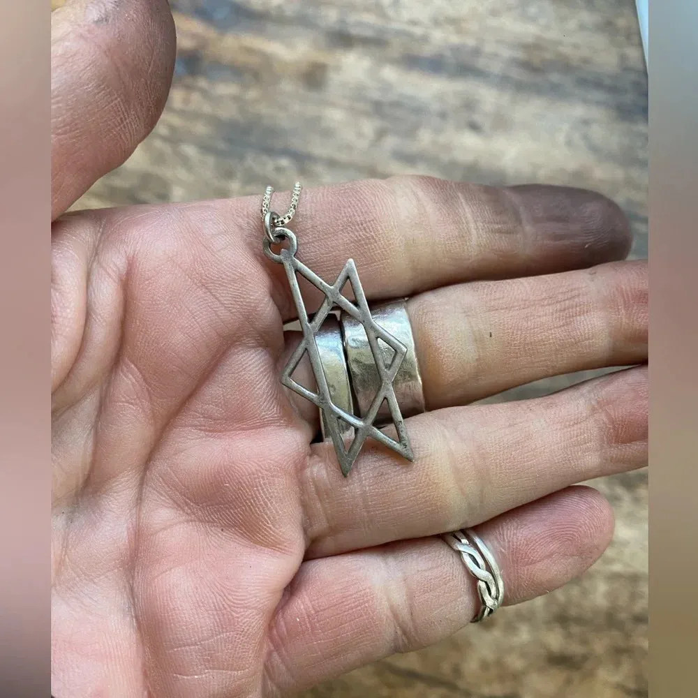 Hanukkah sale! Rustic star necklace Silver - Image 3